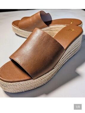 J Crew Vachette Camilla Leather Platform Slide Women's Espadrille